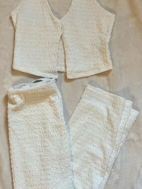 SHEIN White Textured Two-Piece Skirt Set